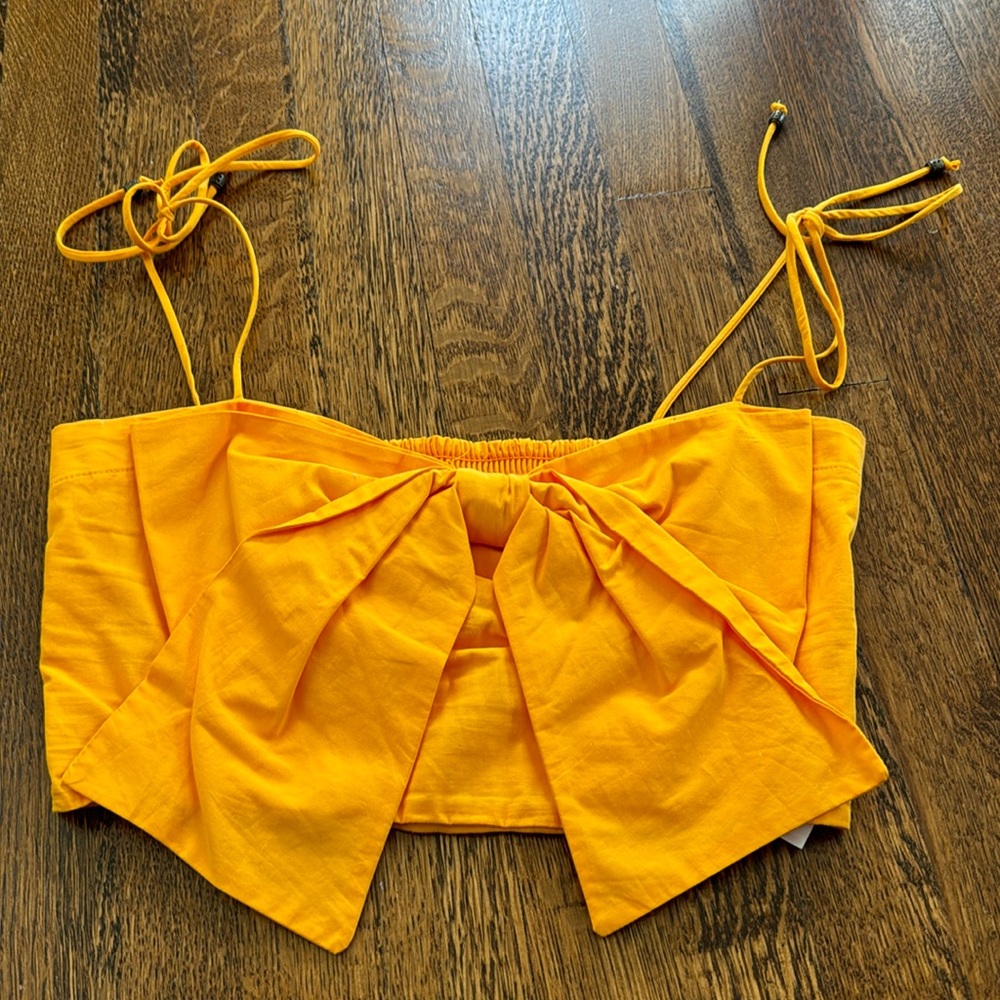 Orange Maeve bow crop top